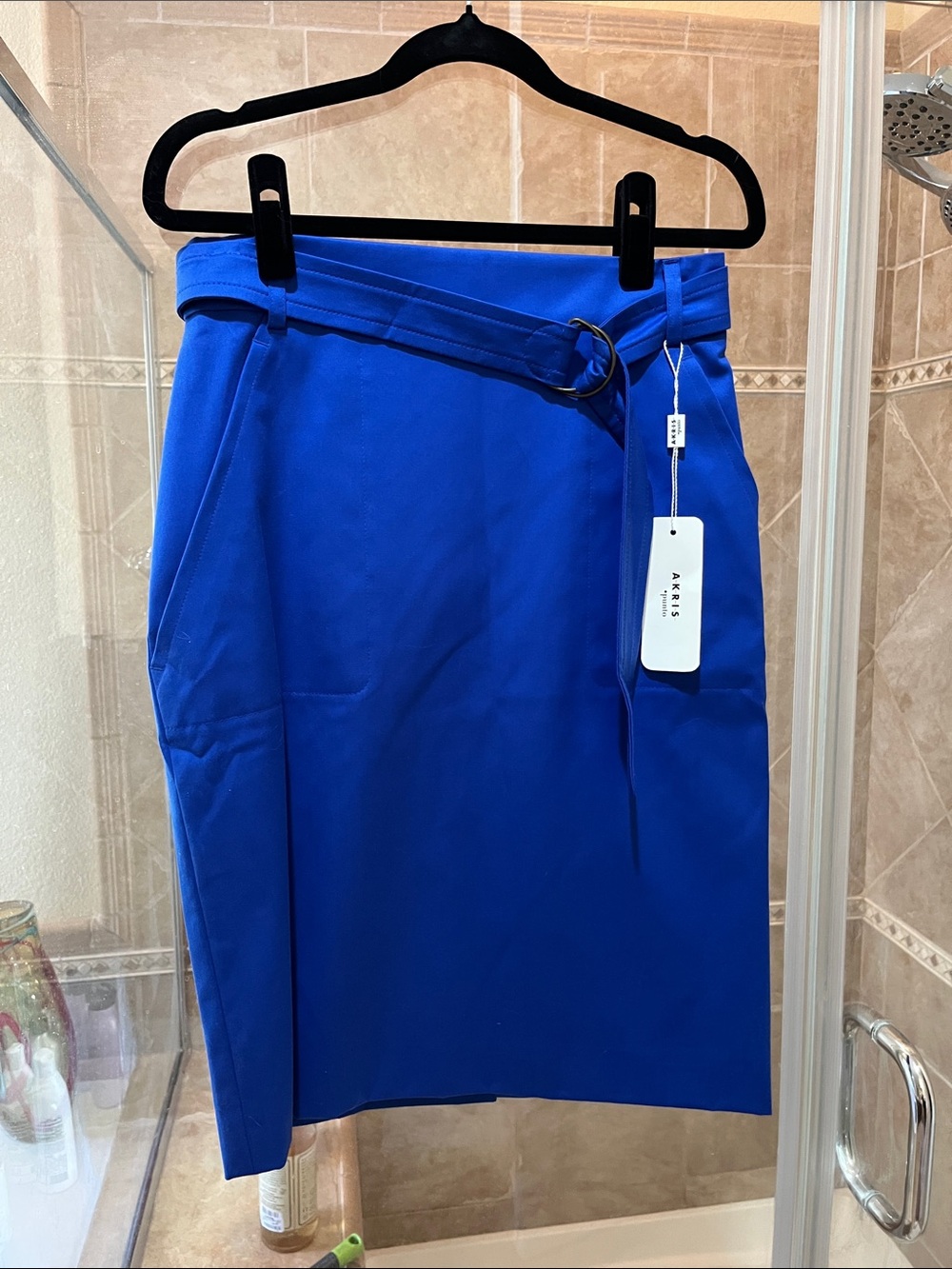 Akris Punto Electric Blue Belted Pencil Skirt